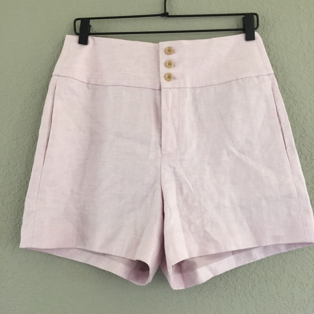 Women's Light Pink Linen Shorts